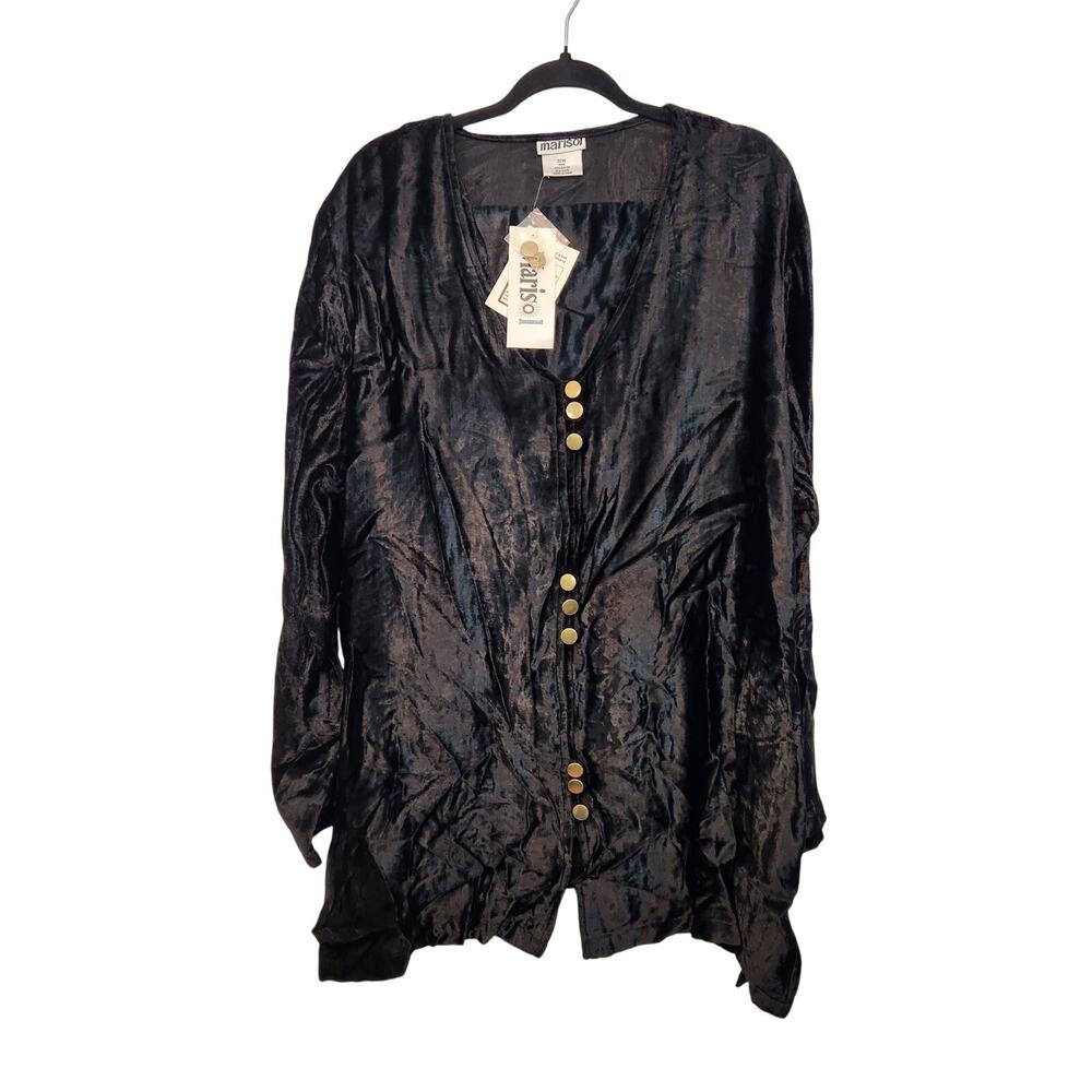 NWT Marisol Twinset Black Crushed Velvet‎ 2 Pc Top & Pants Set Plus Women's 22W